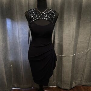 Xscape Black Ruched Halter Cocktail Dress